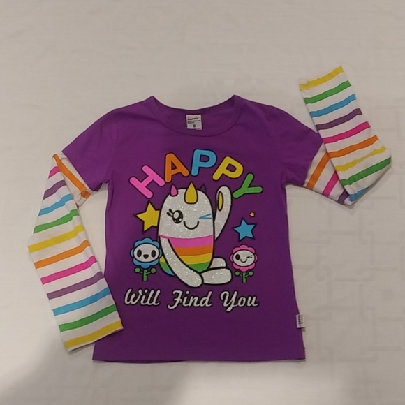 Purple Long Sleeve Happy Will Find You T-Shirt - Picture 1 of 8